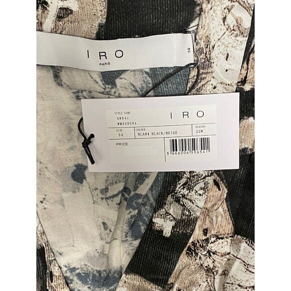 IRO Dress Sz 34 FR /US 2 Maxi Midi Black Beige abstract high low Designer Luxury - Picture 7 of 14